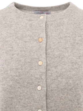 Zwillingsherz Kaschmir Strickjacke Perlmutt (100% Cashmere) - Hellgrau