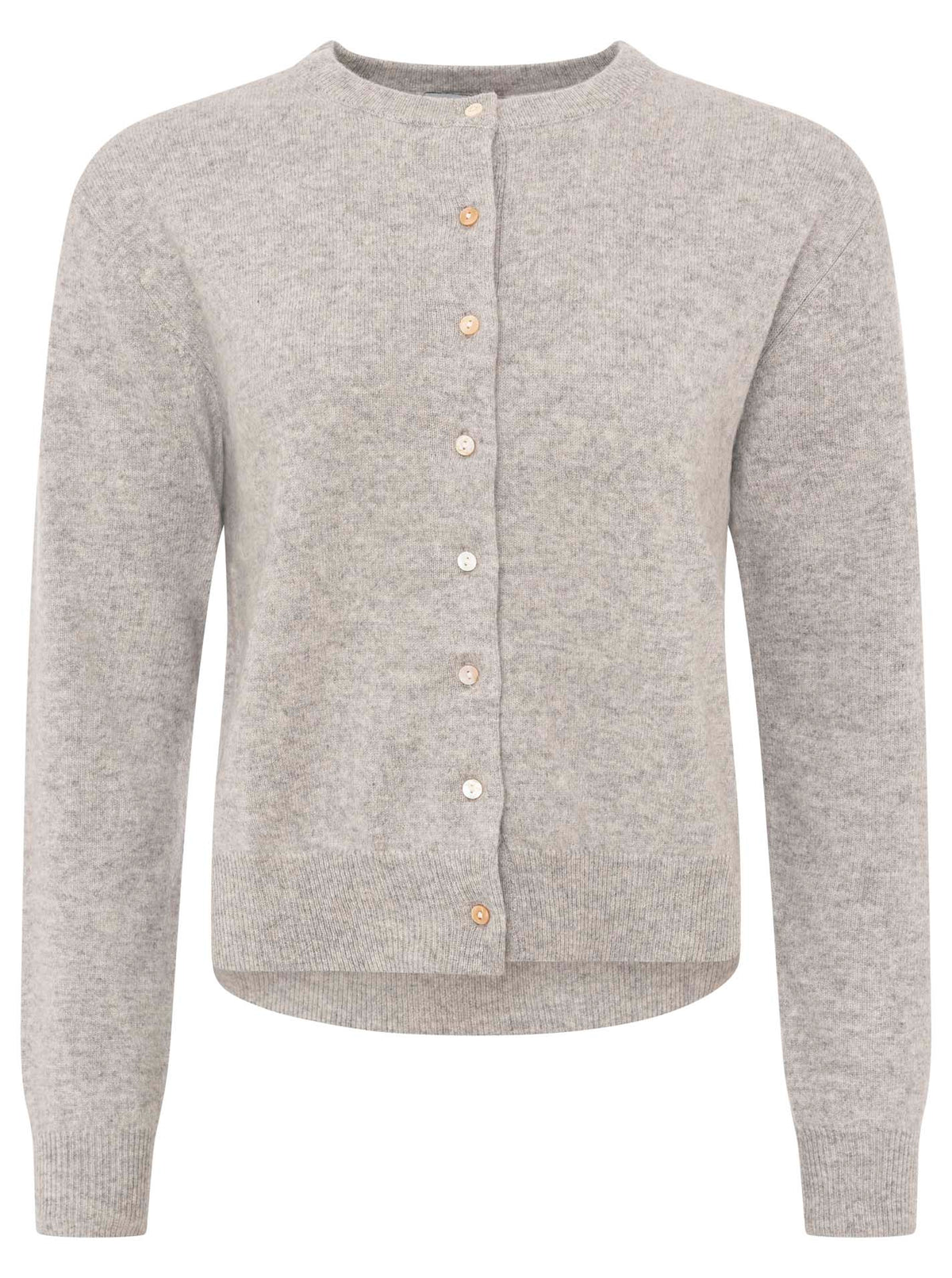 Zwillingsherz Kaschmir Strickjacke Perlmutt (100% Cashmere) - Hellgrau