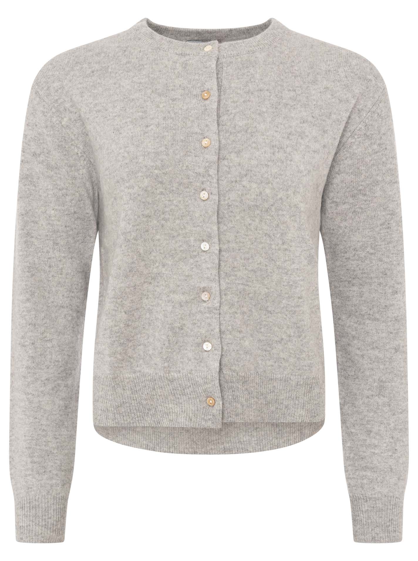 Zwillingsherz Kaschmir Strickjacke Perlmutt (100% Cashmere) - Hellgrau