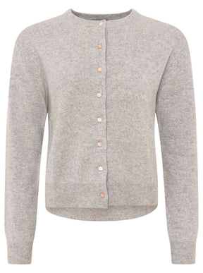 Zwillingsherz Kaschmir Strickjacke Perlmutt (100% Cashmere) - Hellgrau