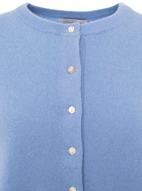 Zwillingsherz Kaschmir Strickjacke Perlmutt (100% Cashmere) - Mittelblau