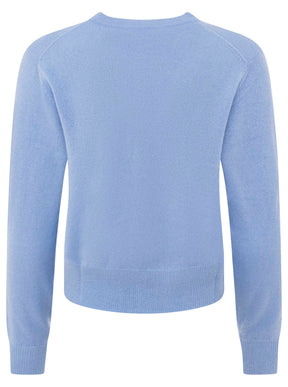 Zwillingsherz Kaschmir Strickjacke Perlmutt (100% Cashmere) - Mittelblau