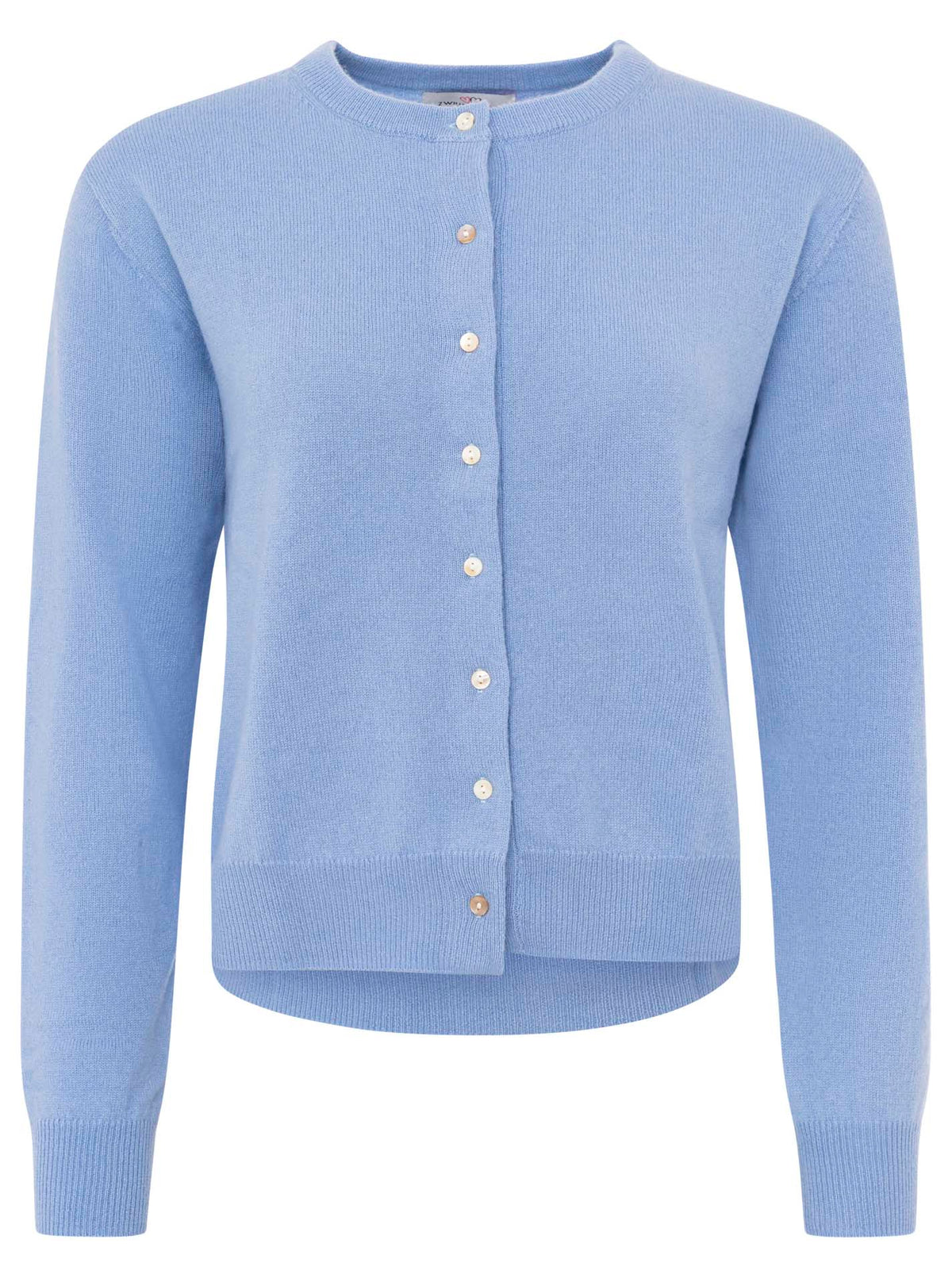 Zwillingsherz Kaschmir Strickjacke Perlmutt (100% Cashmere) - Mittelblau