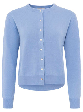 Zwillingsherz Kaschmir Strickjacke Perlmutt (100% Cashmere) - Mittelblau