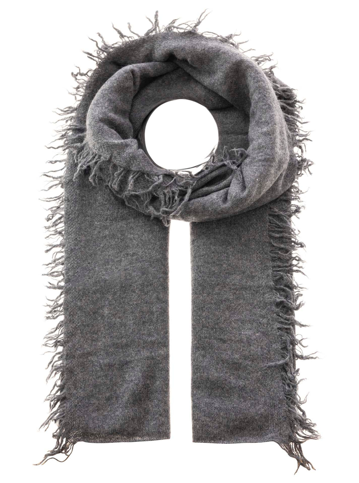 Zwillingsherz 100% Cashmere/Kaschmir Fransenschal - Anthrazit