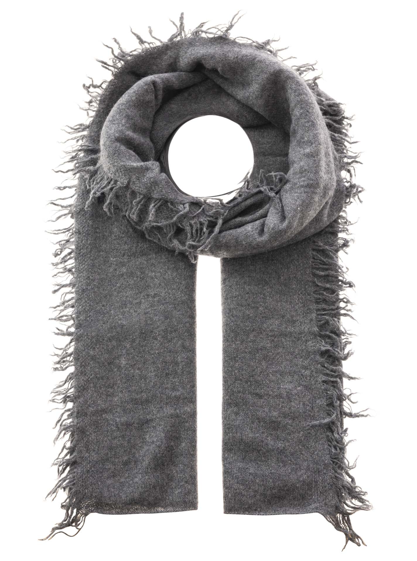 Zwillingsherz 100% Cashmere/Kaschmir Fransenschal - Anthrazit