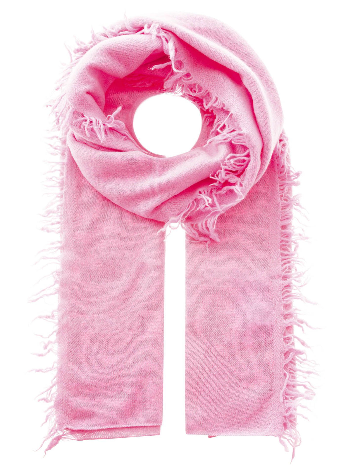Zwillingsherz 100% Cashmere/Kaschmir Fransenschal - Bubblegumpink