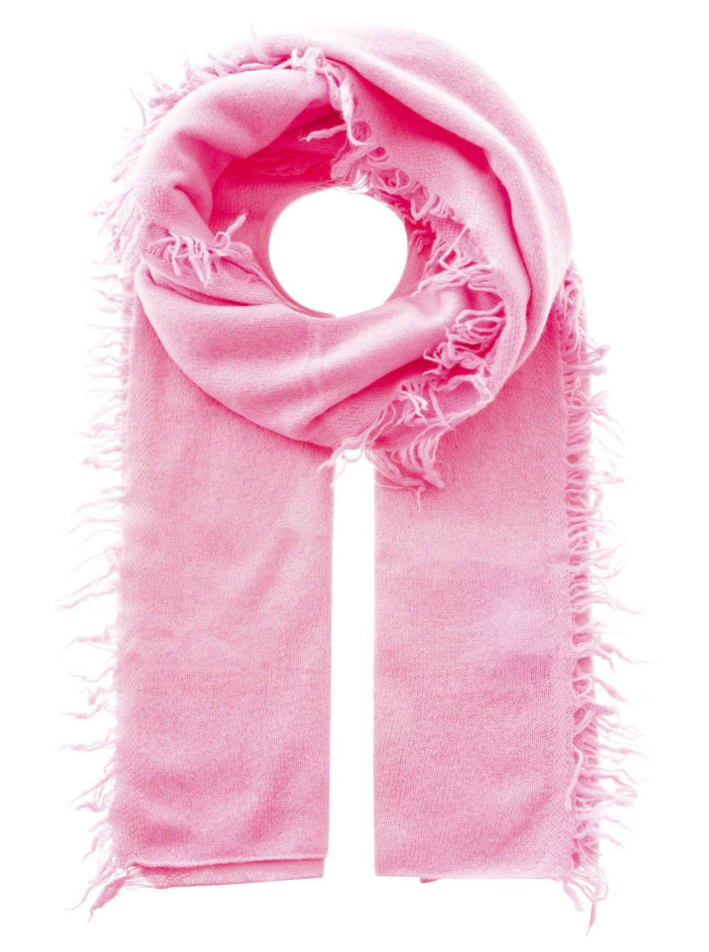 Zwillingsherz 100% Cashmere/Kaschmir Fransenschal - Bubblegumpink