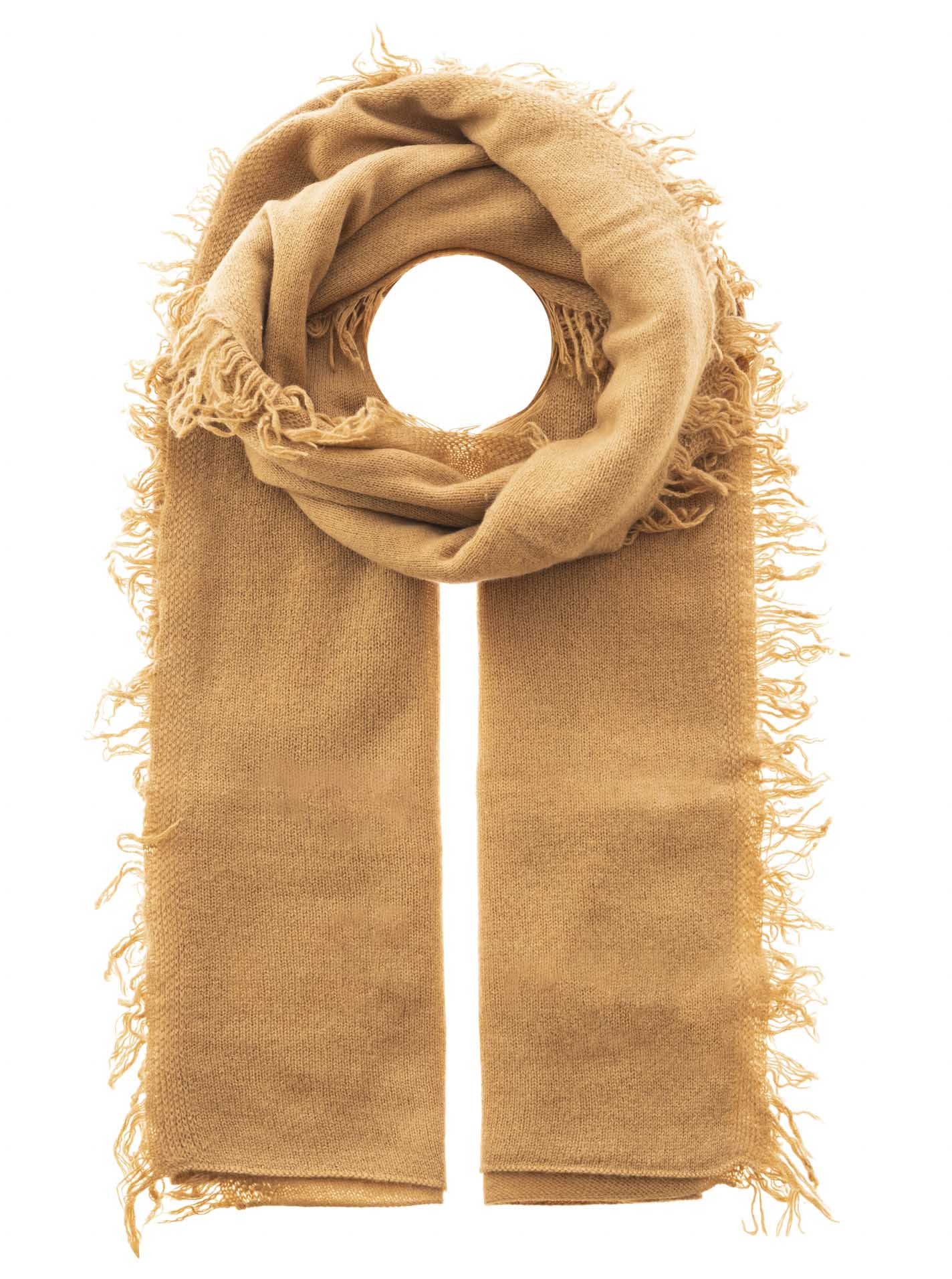 Zwillingsherz 100% Cashmere/Kaschmir Fransenschal - Camel