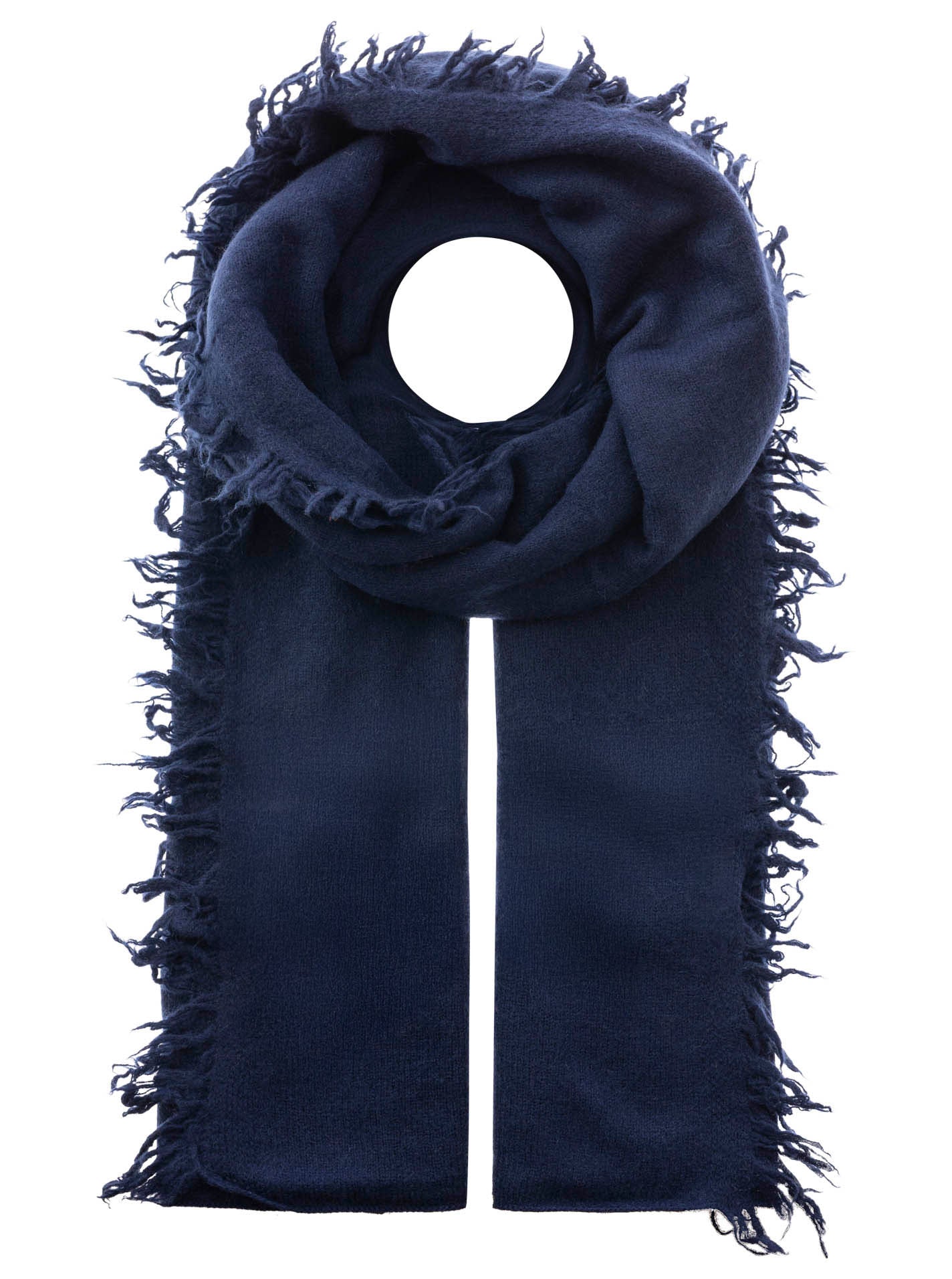 Zwillingsherz 100% Cashmere/Kaschmir Fransenschal - Marine