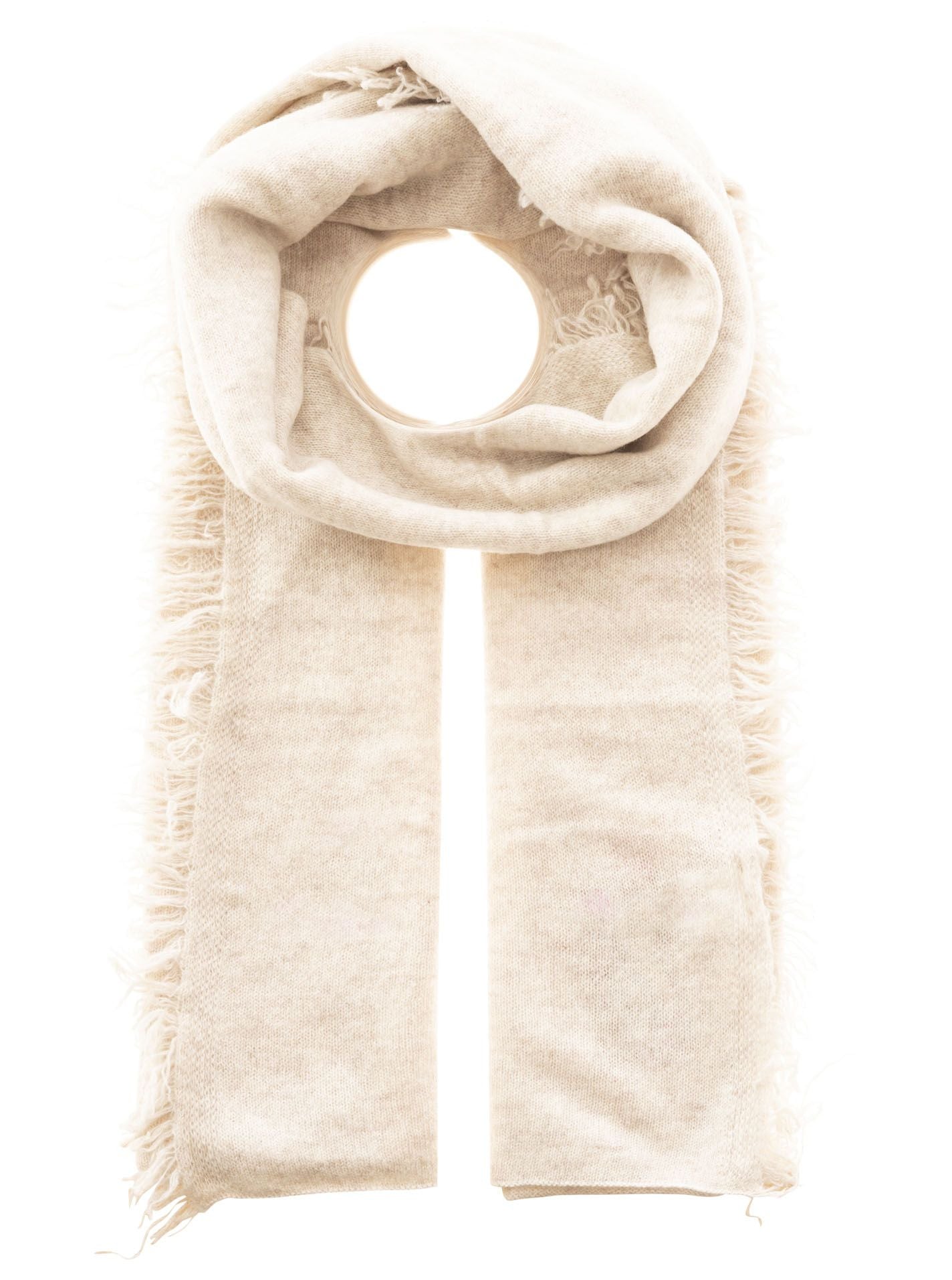 Zwillingsherz 100% Cashmere/Kaschmir Fransenschal - Hellbeige