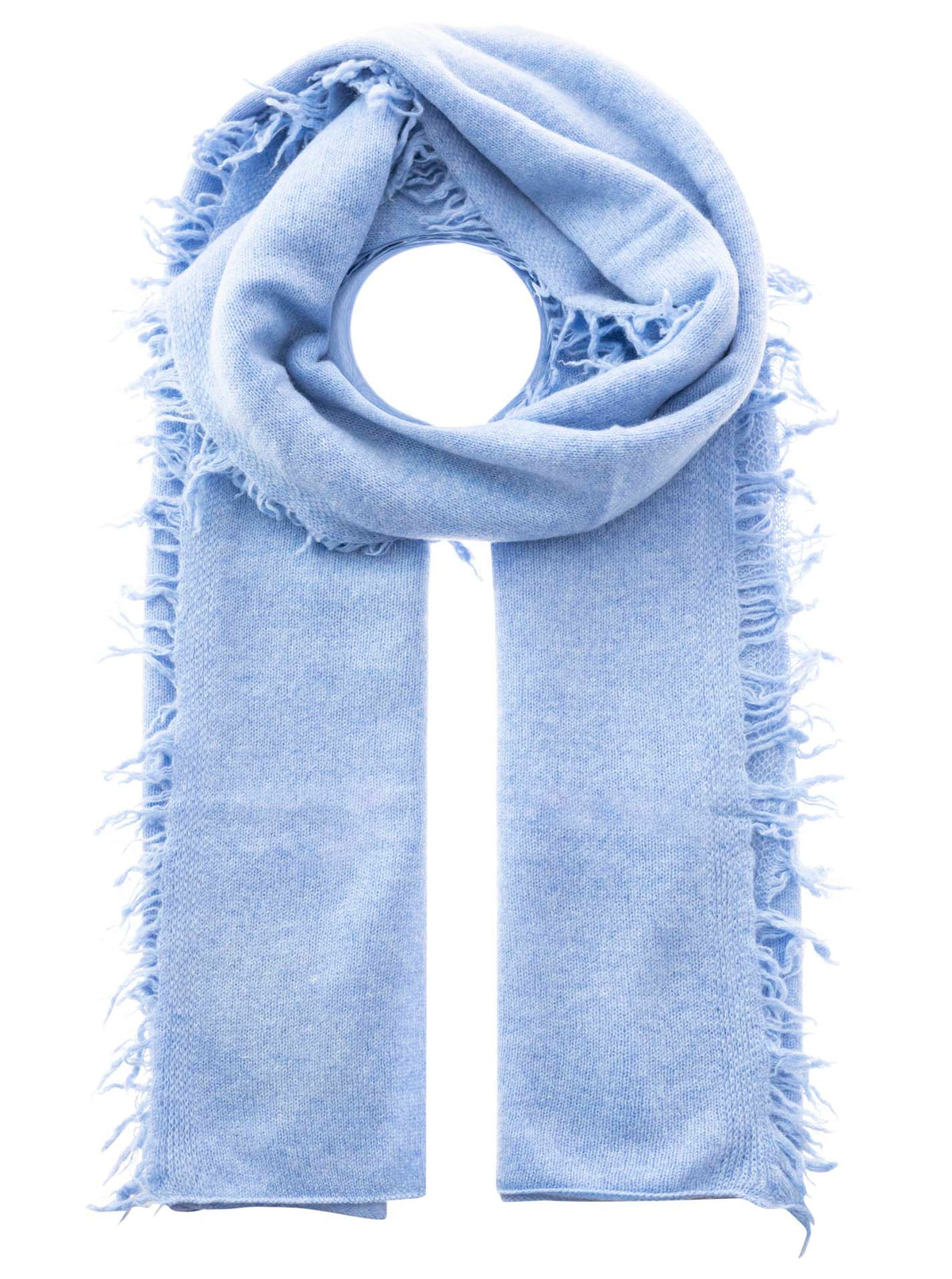 Zwillingsherz 100% Cashmere/Kaschmir Fransenschal - Hellblau