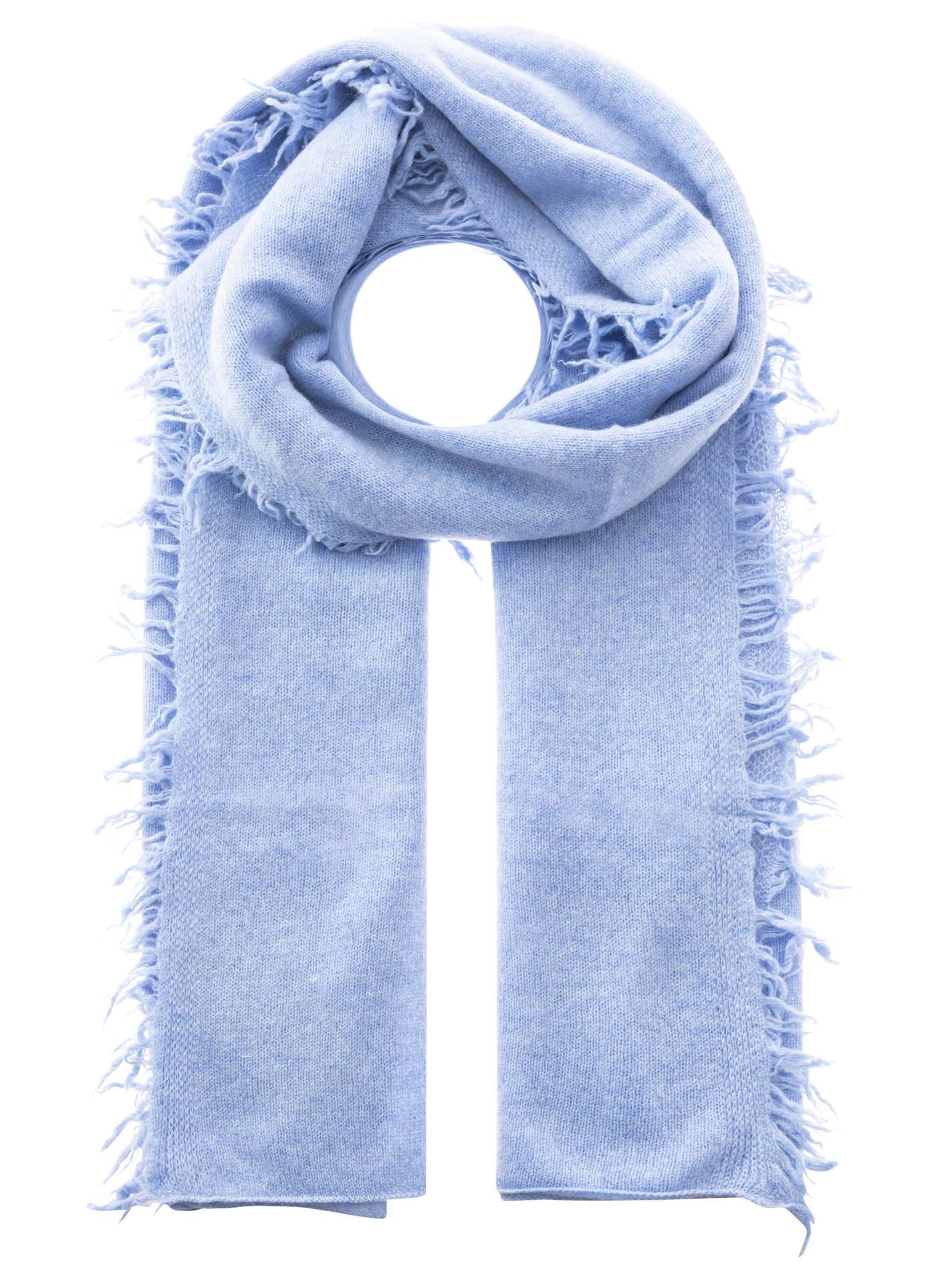Zwillingsherz 100% Cashmere/Kaschmir Fransenschal - Hellblau