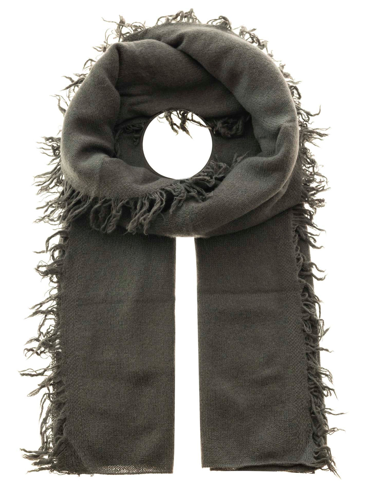 Zwillingsherz 100% Cashmere/Kaschmir Fransenschal - Olive