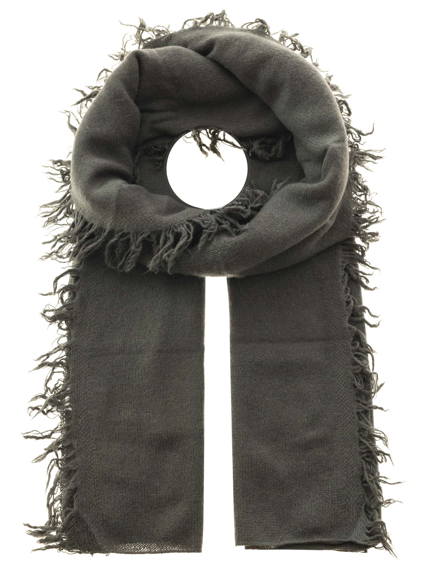 Zwillingsherz 100% Cashmere/Kaschmir Fransenschal - Olive