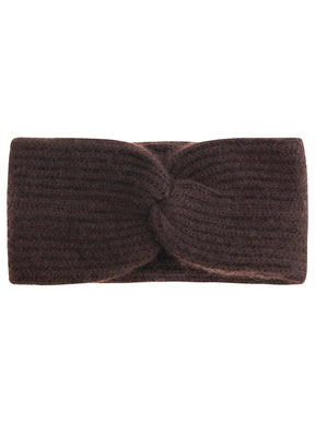Zwillingsherz 100% Cashmere Stirnband Rippe in Braun