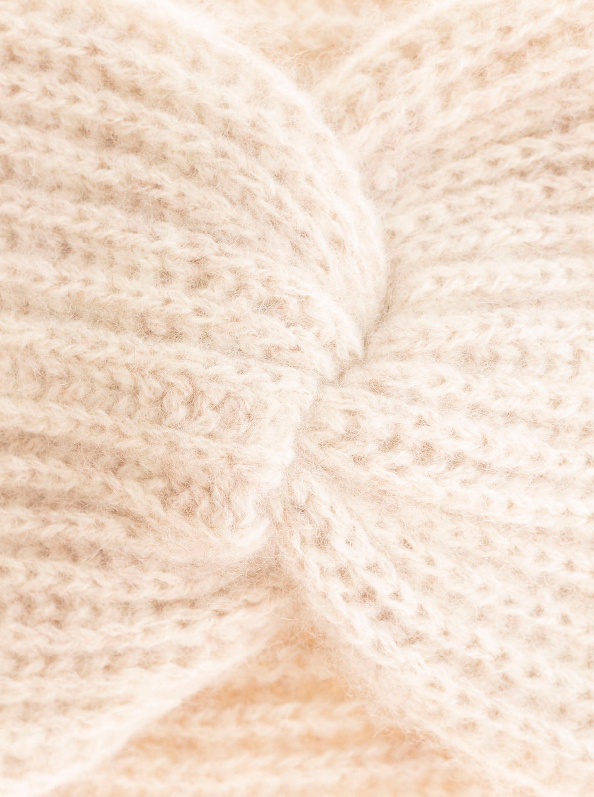 Zwillingsherz 100% Cashmere Stirnband Rippe Hellbeige Detailansicht
