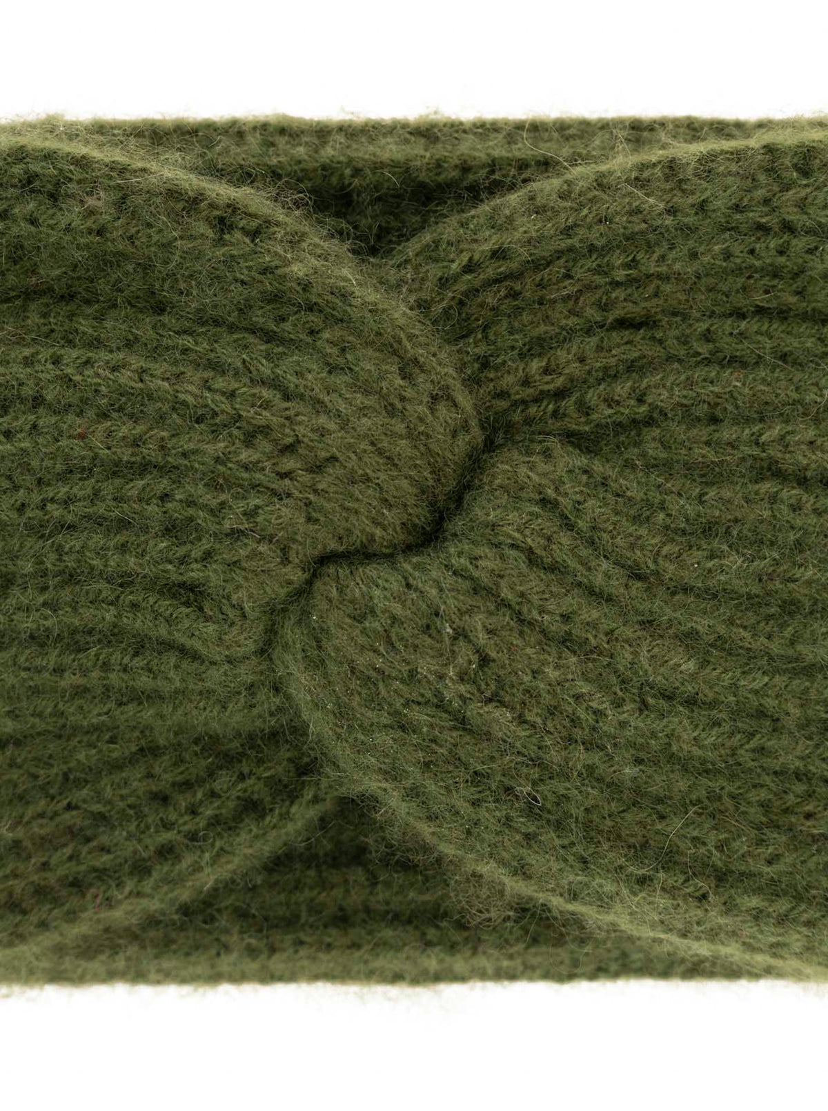 Zwillingsherz 100% Cashmere Stirnband Rippe Olive Detailansicht