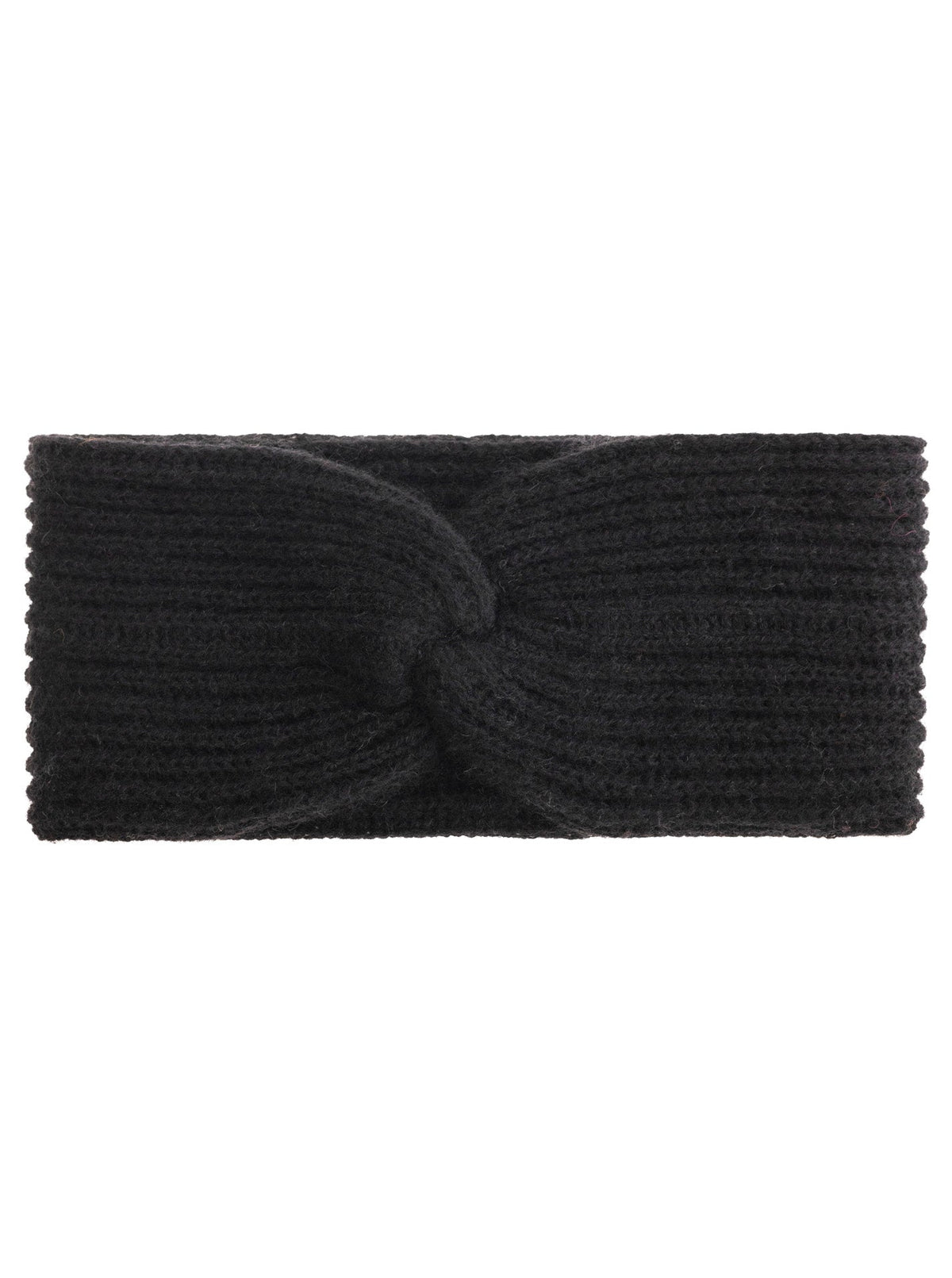 Zwillingsherz 100% Cashmere Stirnband Rippe in Schwarz
