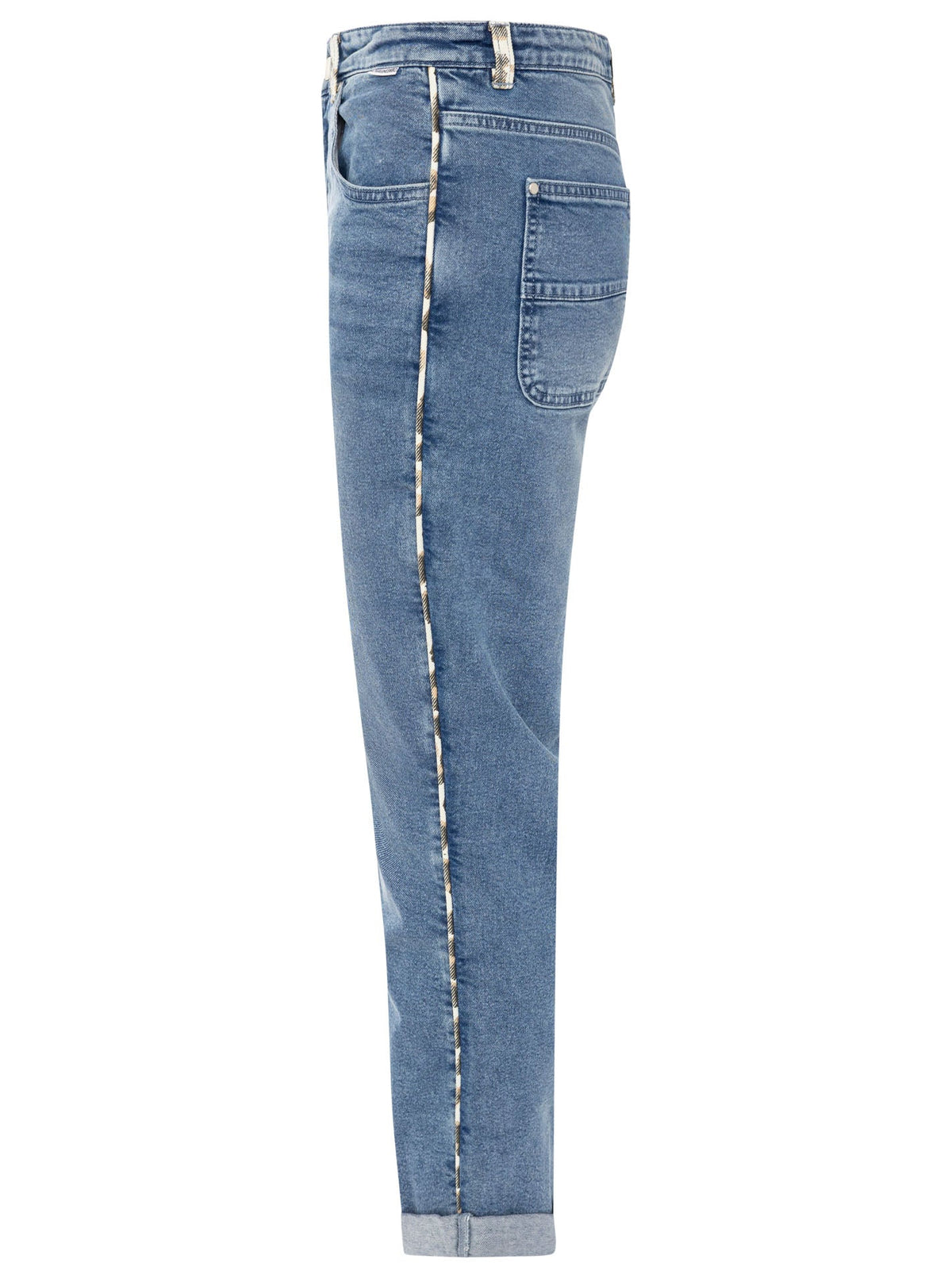 Zwillingsherz Cropped Jeans Leo Details Mittelblau – Ansicht 4