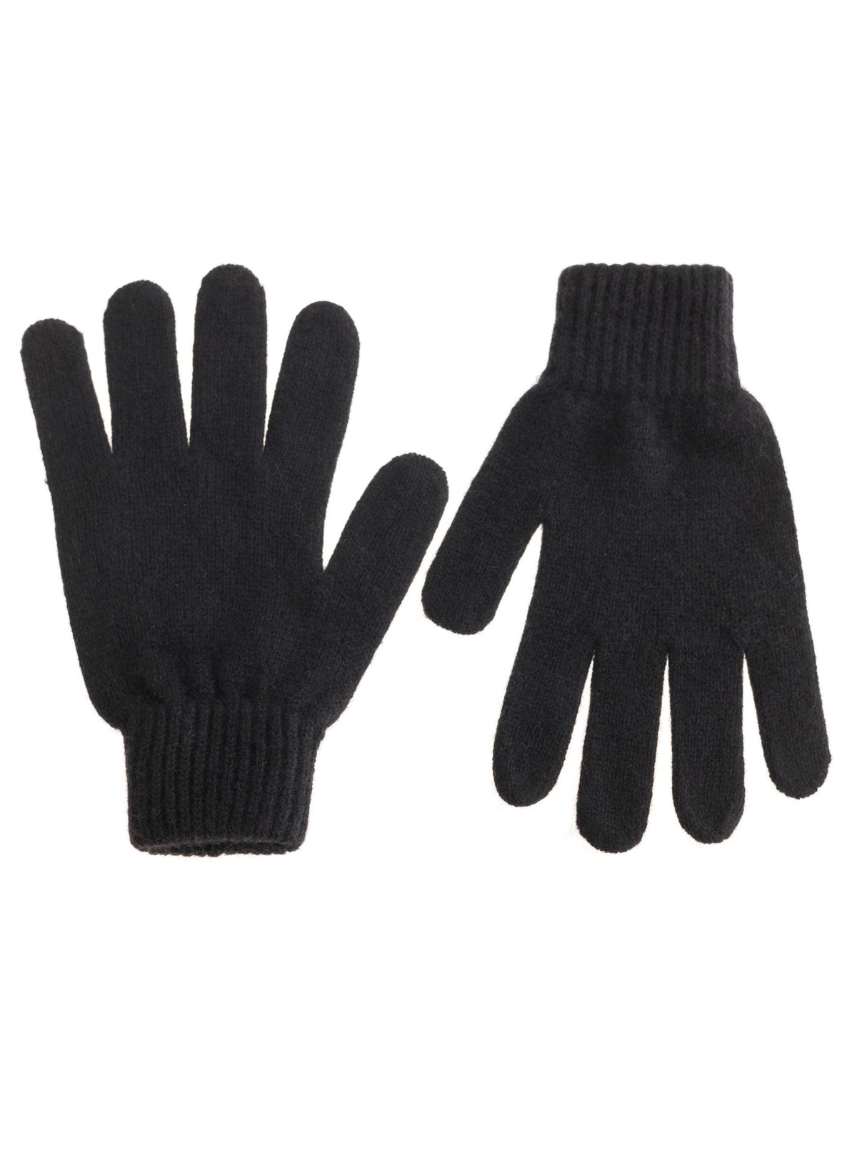 Zwillingsherz Damen Kaschmir-Handschuhe in Schwarz, 100% Kaschmir