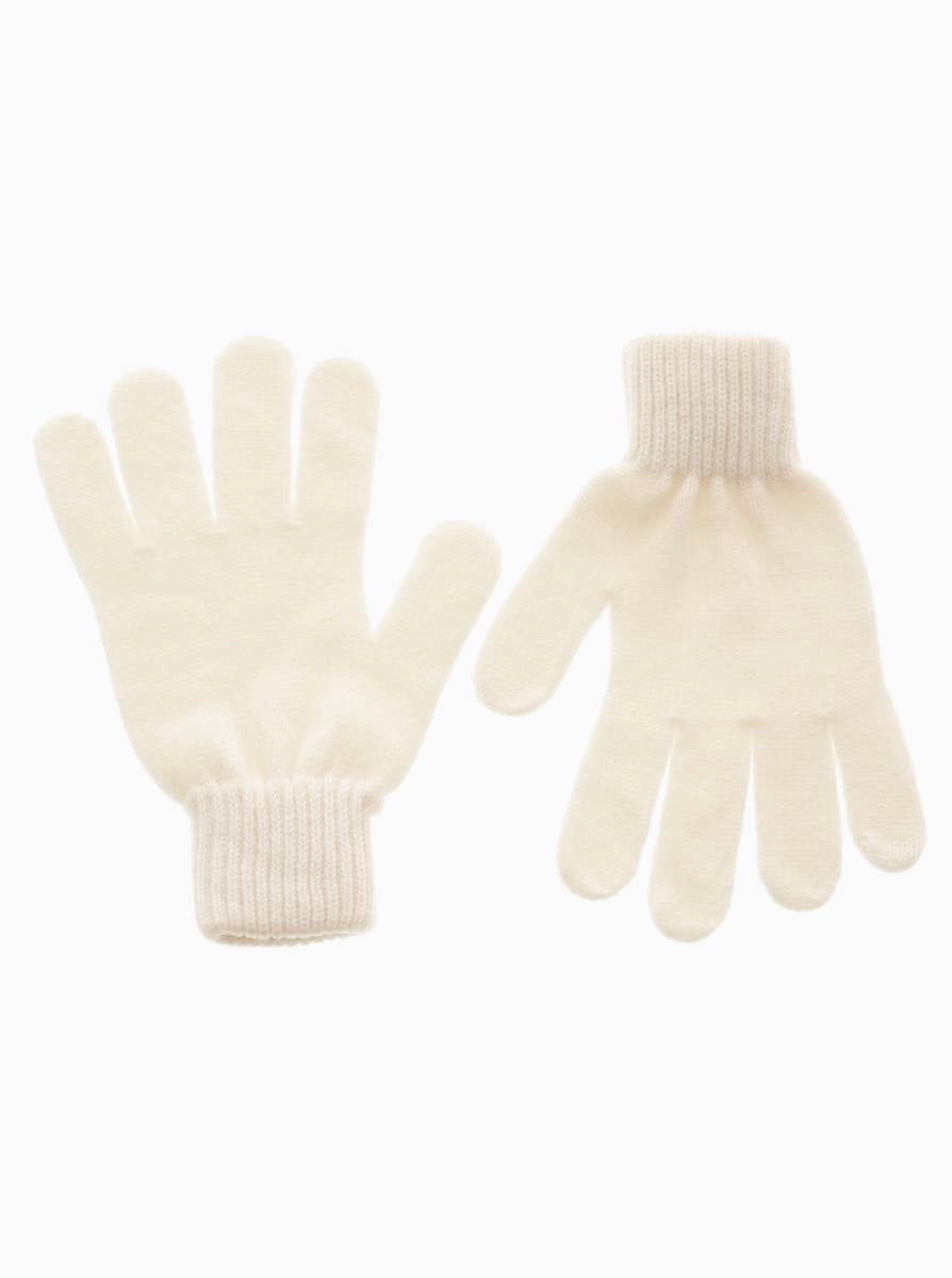 Zwillingsherz Damen Kaschmir-Handschuhe in Wollweiß, 100% Kaschmir