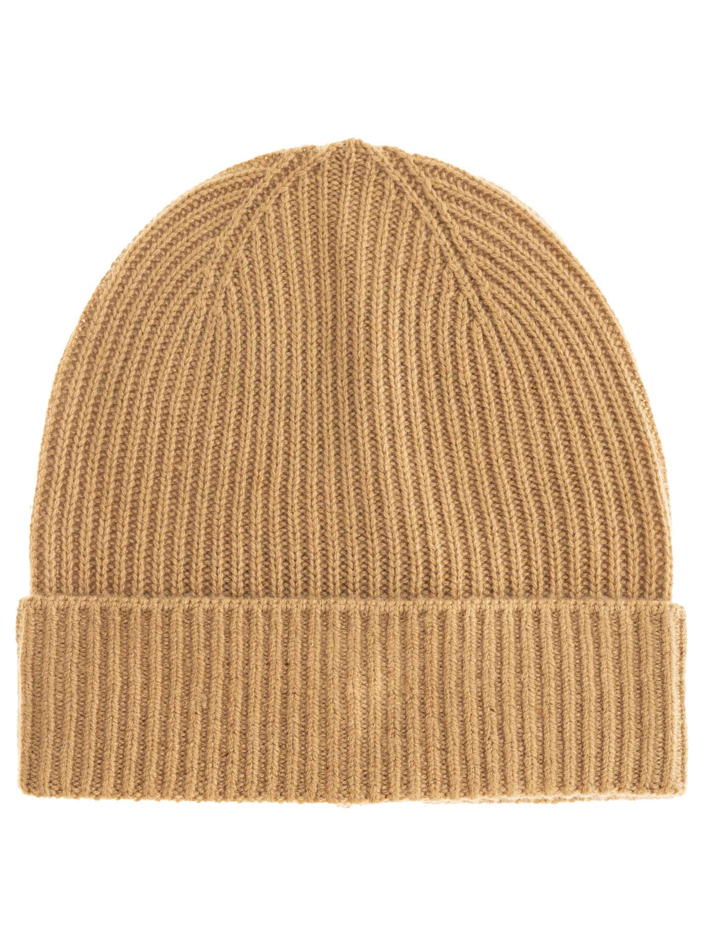 Zwillingsherz Damen Kaschmir-Rippstrick-Mütze (100% Cashmere) - Camel