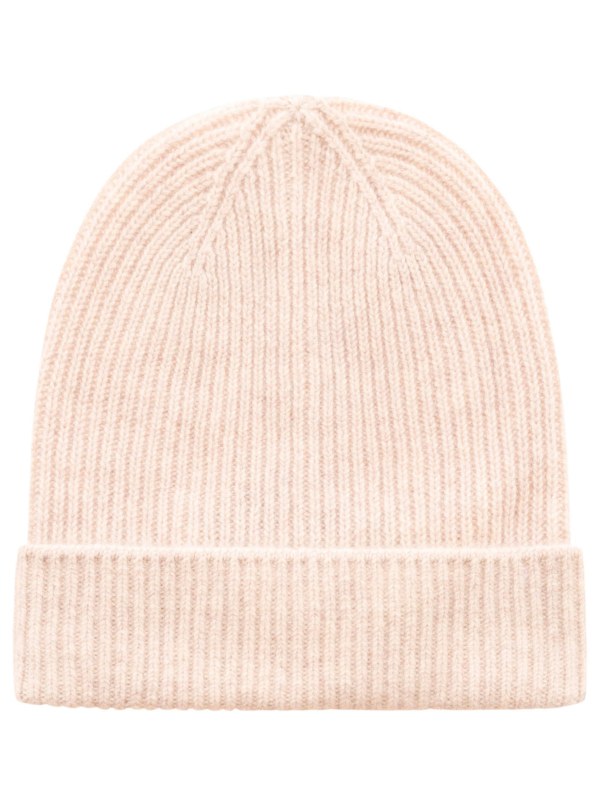 Zwillingsherz Damen Kaschmir-Rippstrick-Mütze in Hellbeige, 100% Kaschmir