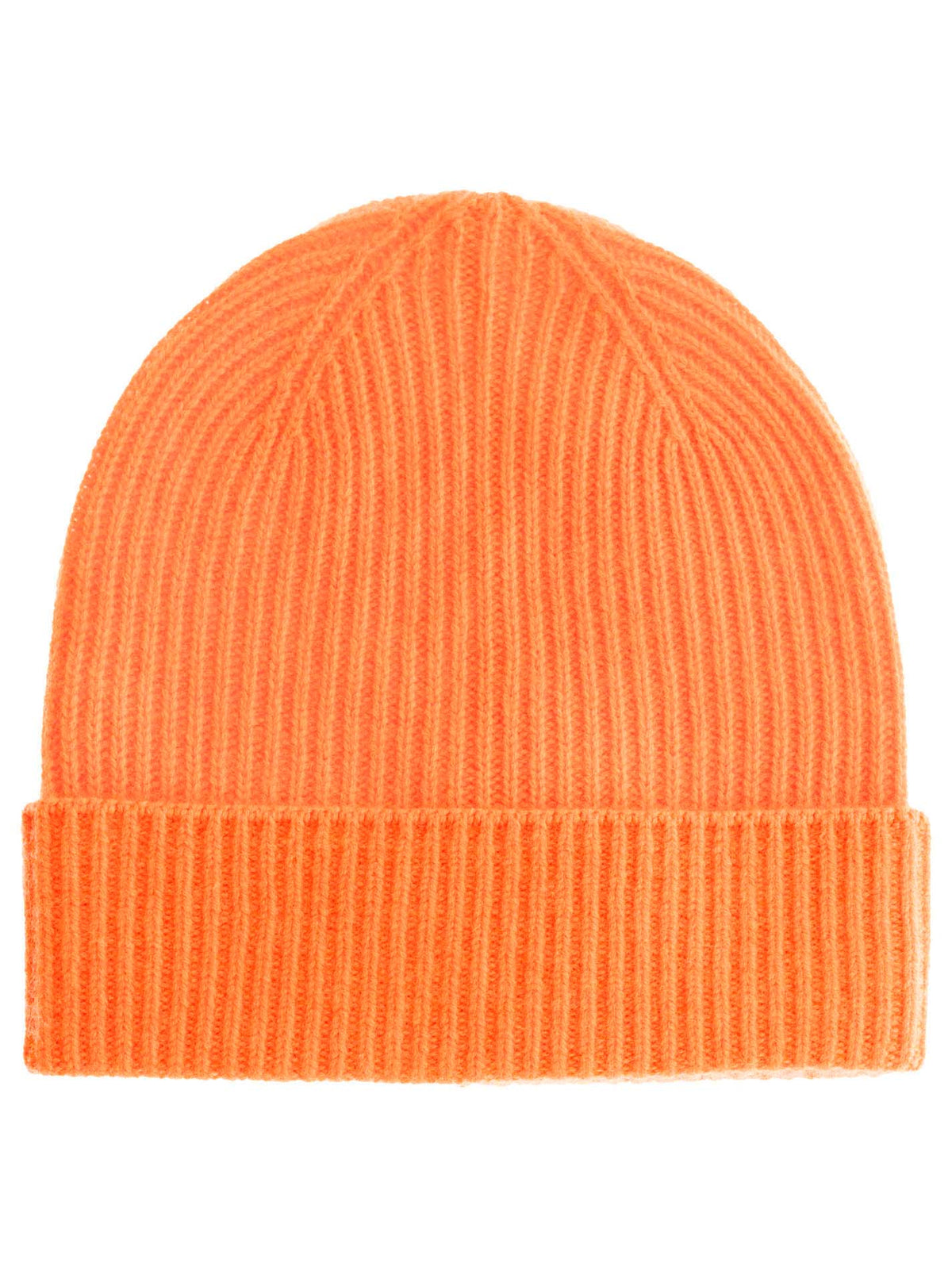 Zwillingsherz Damen Kaschmir-Rippstrick-Mütze in Orange, 100% Kaschmir
