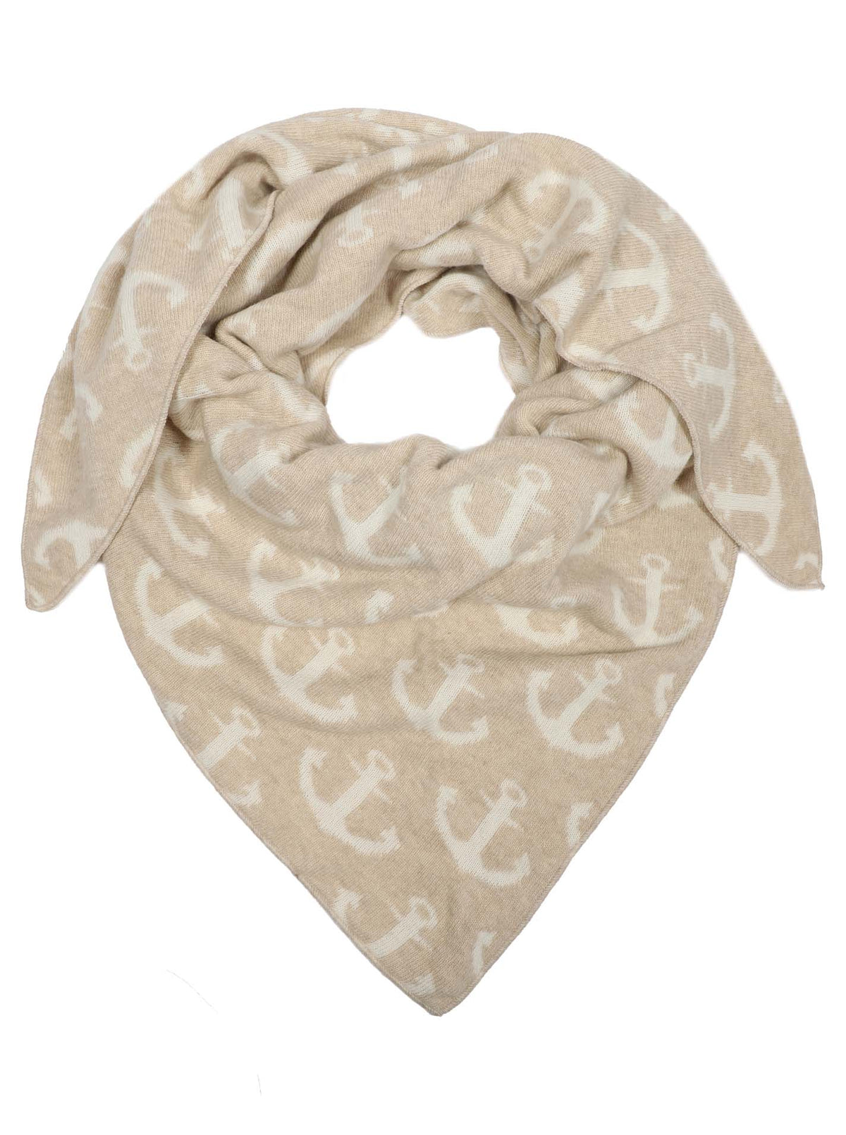 Zwillingsherz Schal - Dreieckstuch "Anker" Kaschmir - Beige