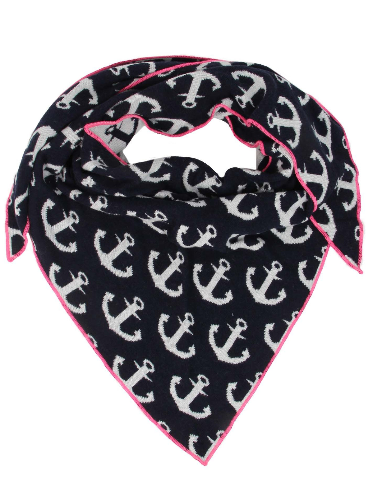 Zwillingsherz Schal - Dreieckstuch "Anker" Kaschmir - Navy