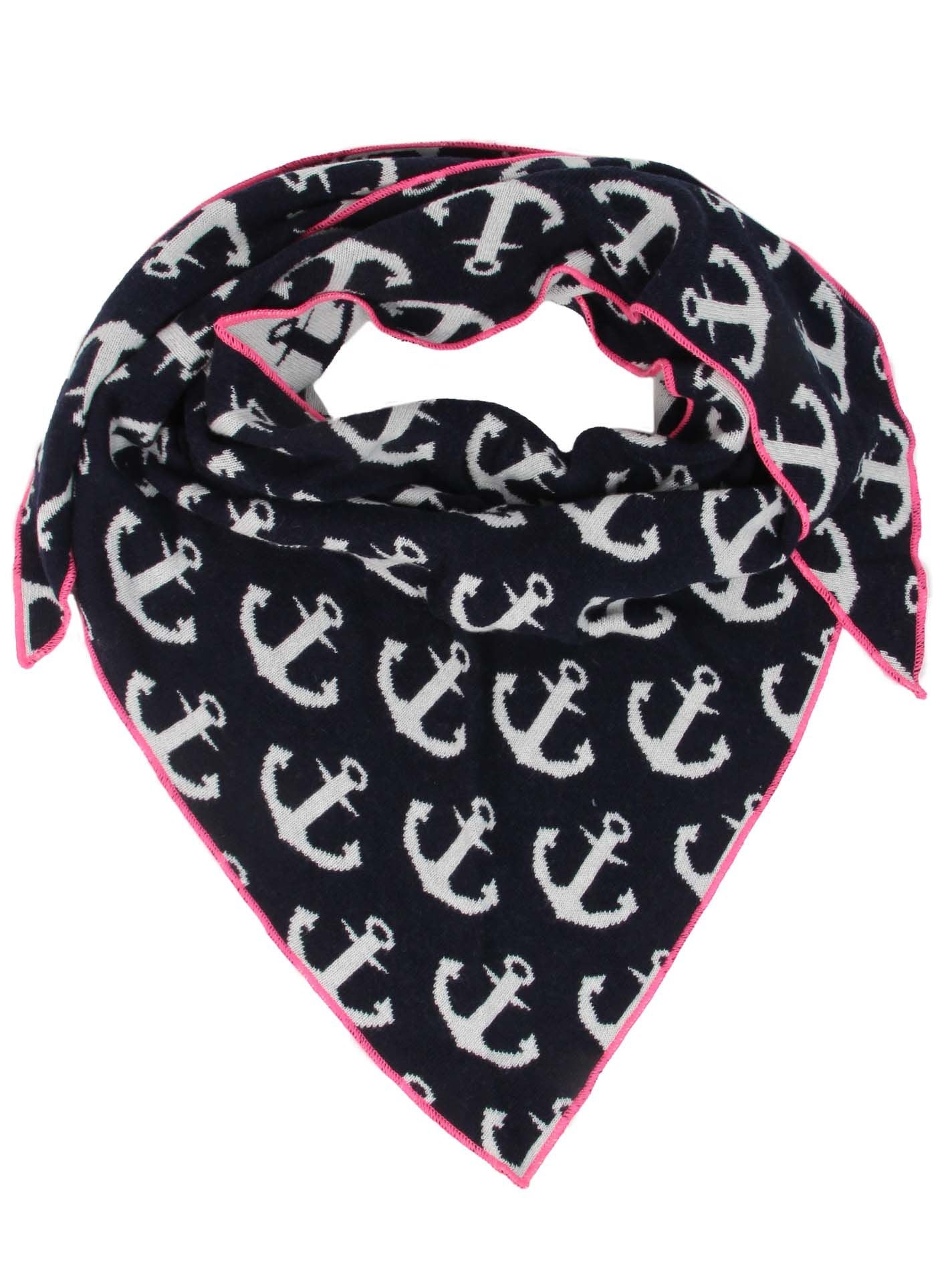 Zwillingsherz Schal - Dreieckstuch "Anker" Kaschmir - Navy