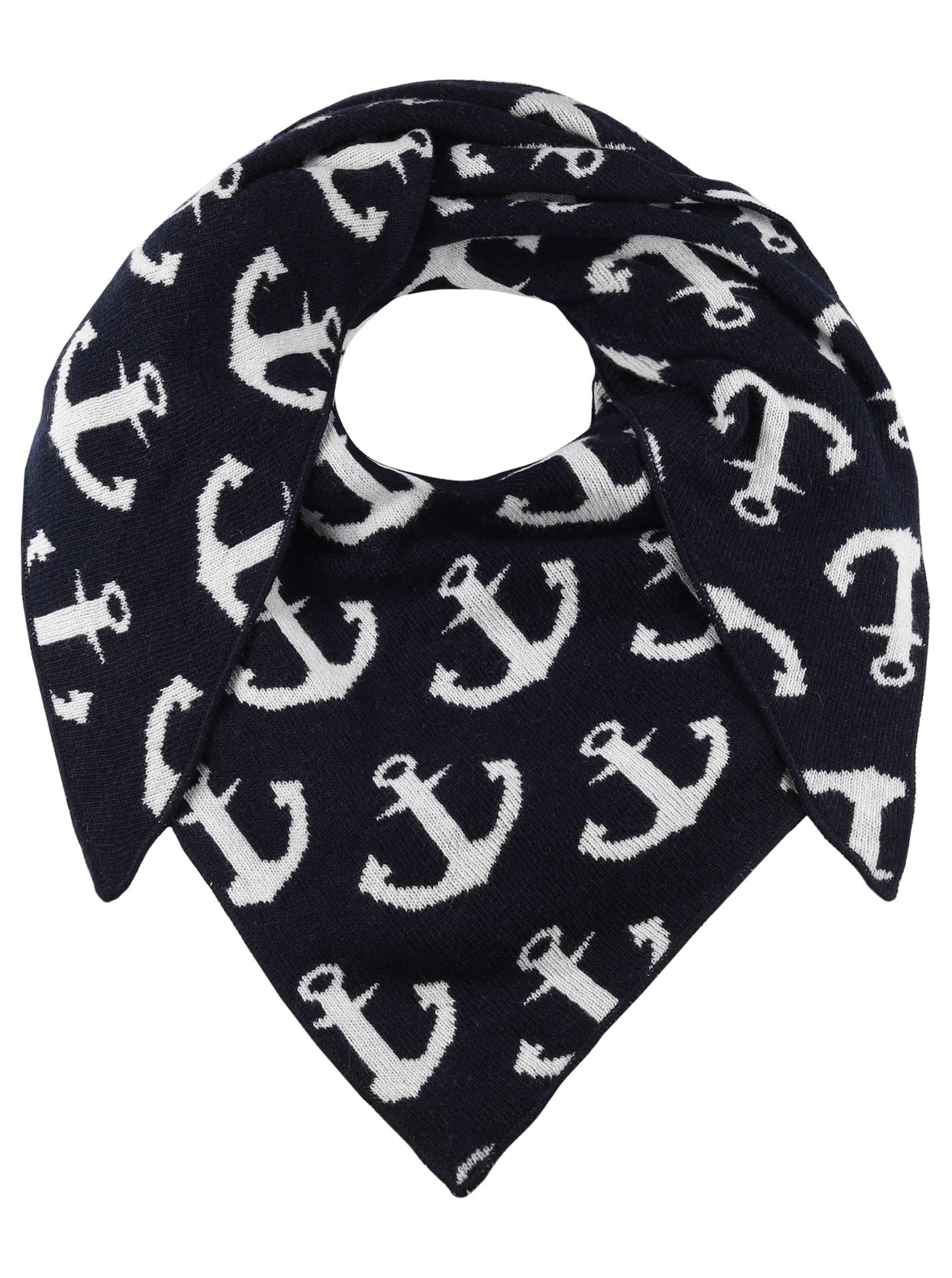 Zwillingsherz Schal - Dreieckstuch "Anker" Kaschmir - Schwarz