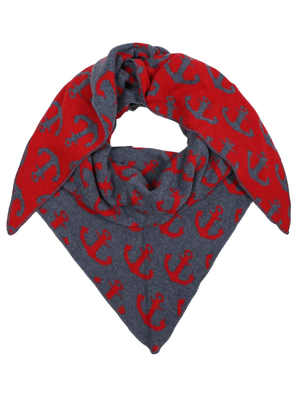 Zwillingsherz Schal - Dreieckstuch "Anker" Kaschmir - Rot