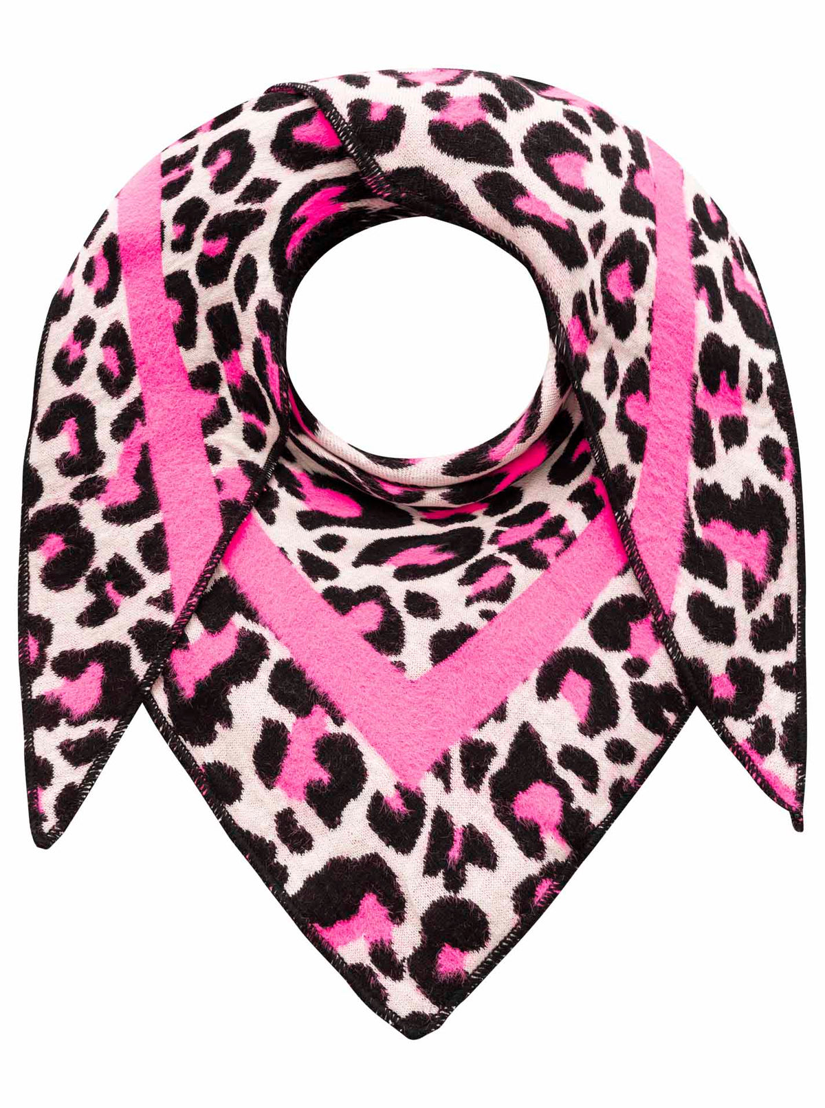 Zwillingsherz Dreieckstuch Damen – Neonpink-Schwarz gemustert, modisches Tuch für Frühling & Sommer