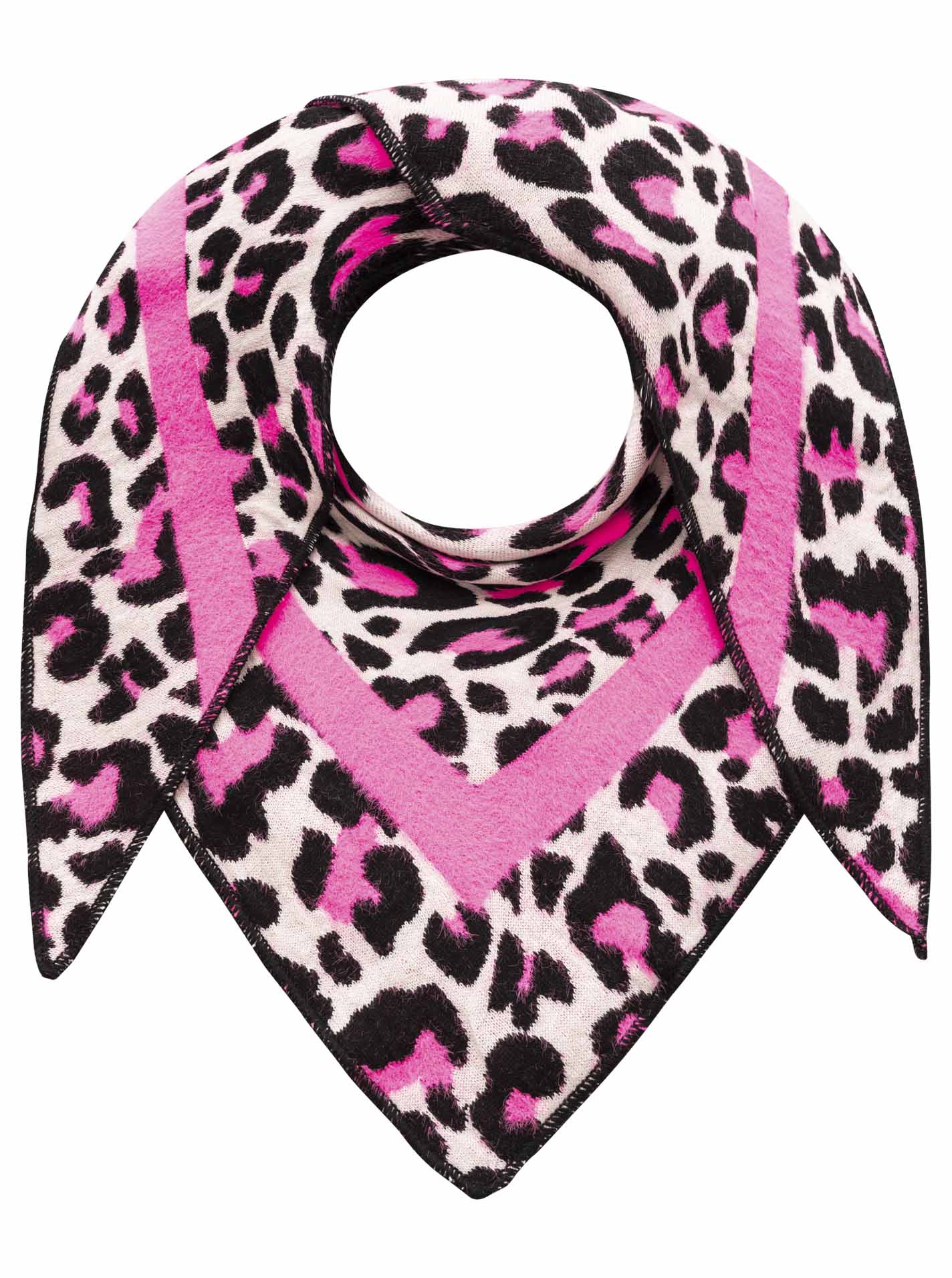 Zwillingsherz Dreieckstuch Damen – Neonpink-Schwarz gemustert, modisches Tuch für Frühling & Sommer