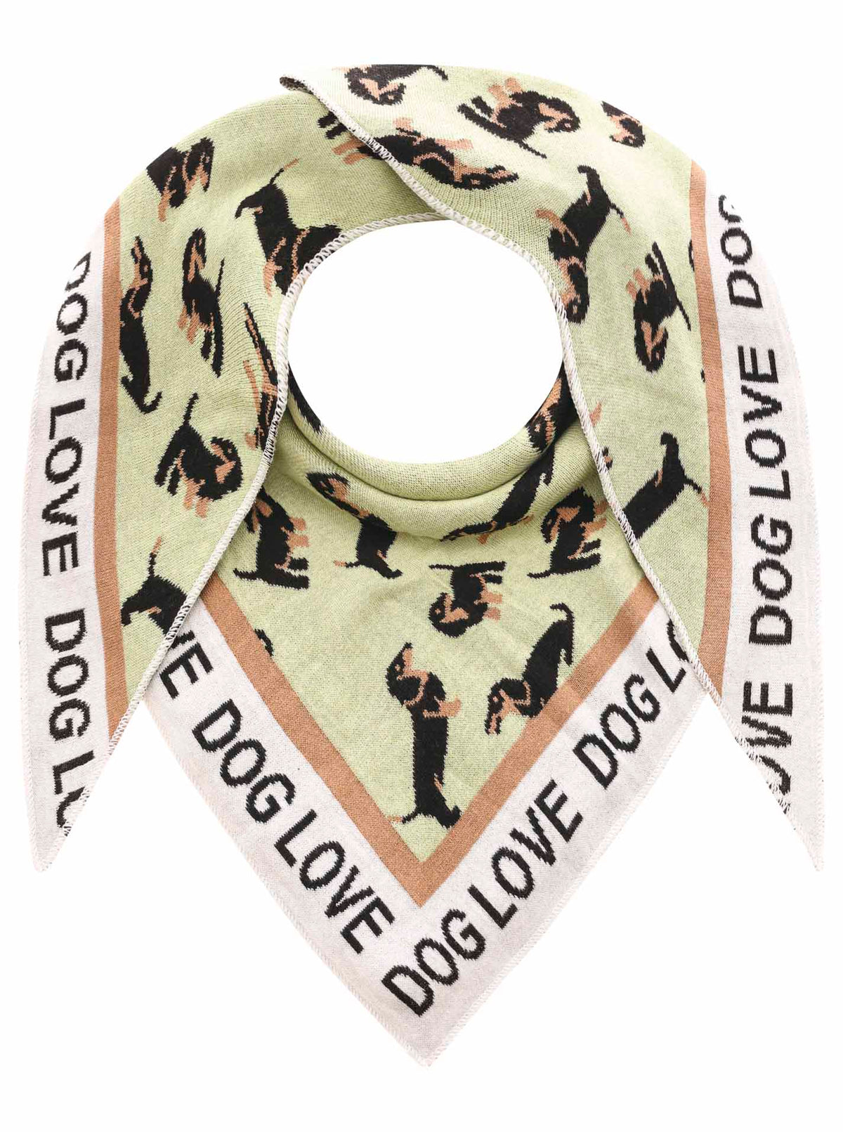 Zwillingsherz - Dreieckstuch "Dog Lover" Baumwolle - Khaki/Creme