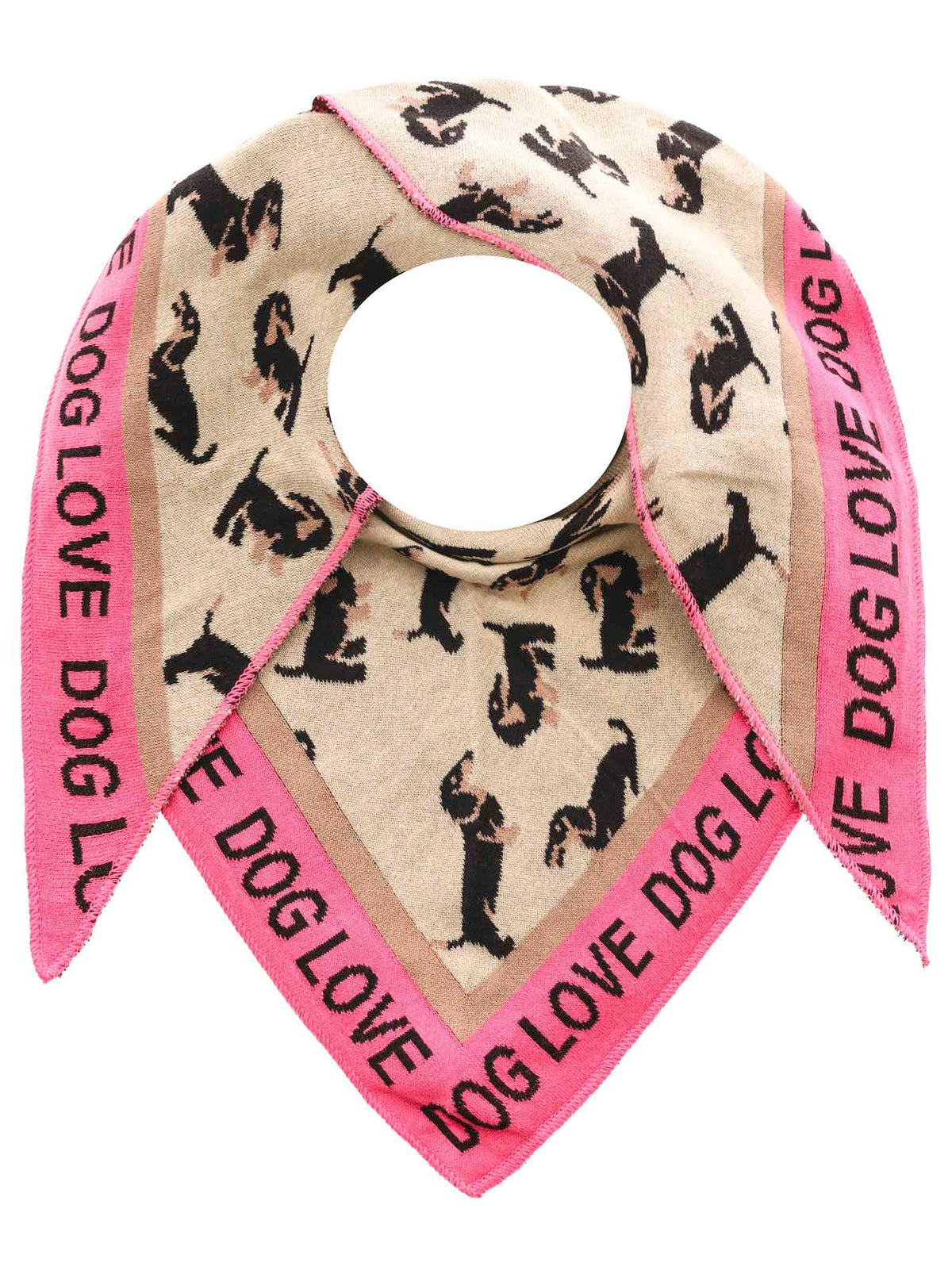 Zwillingsherz - Dreieckstuch "Dog Lover" Baumwolle - Pink/Beige