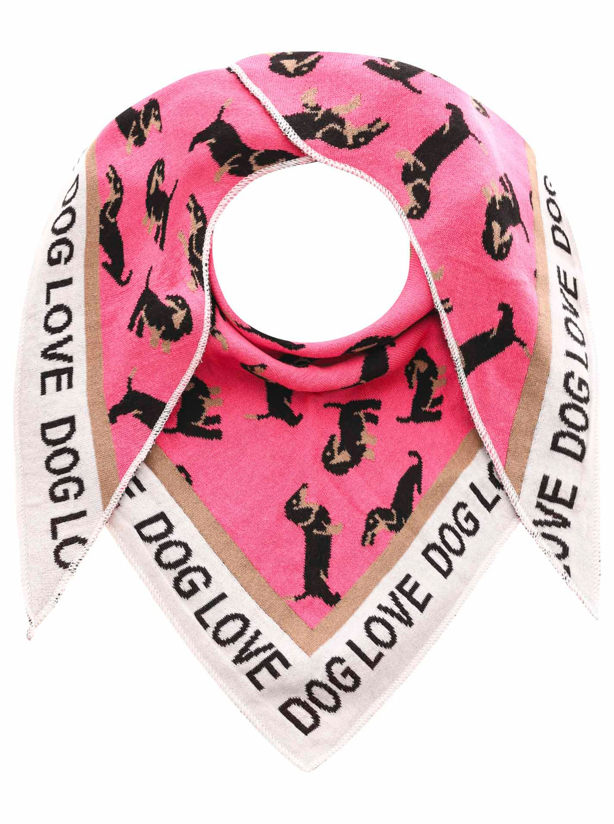 Zwillingsherz - Dreieckstuch "Dog Lover" Baumwolle - Pink/Creme