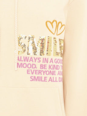 Zwillingsherz - Hoodie "Smile - Good Vibes Only Pailletten" - Beige