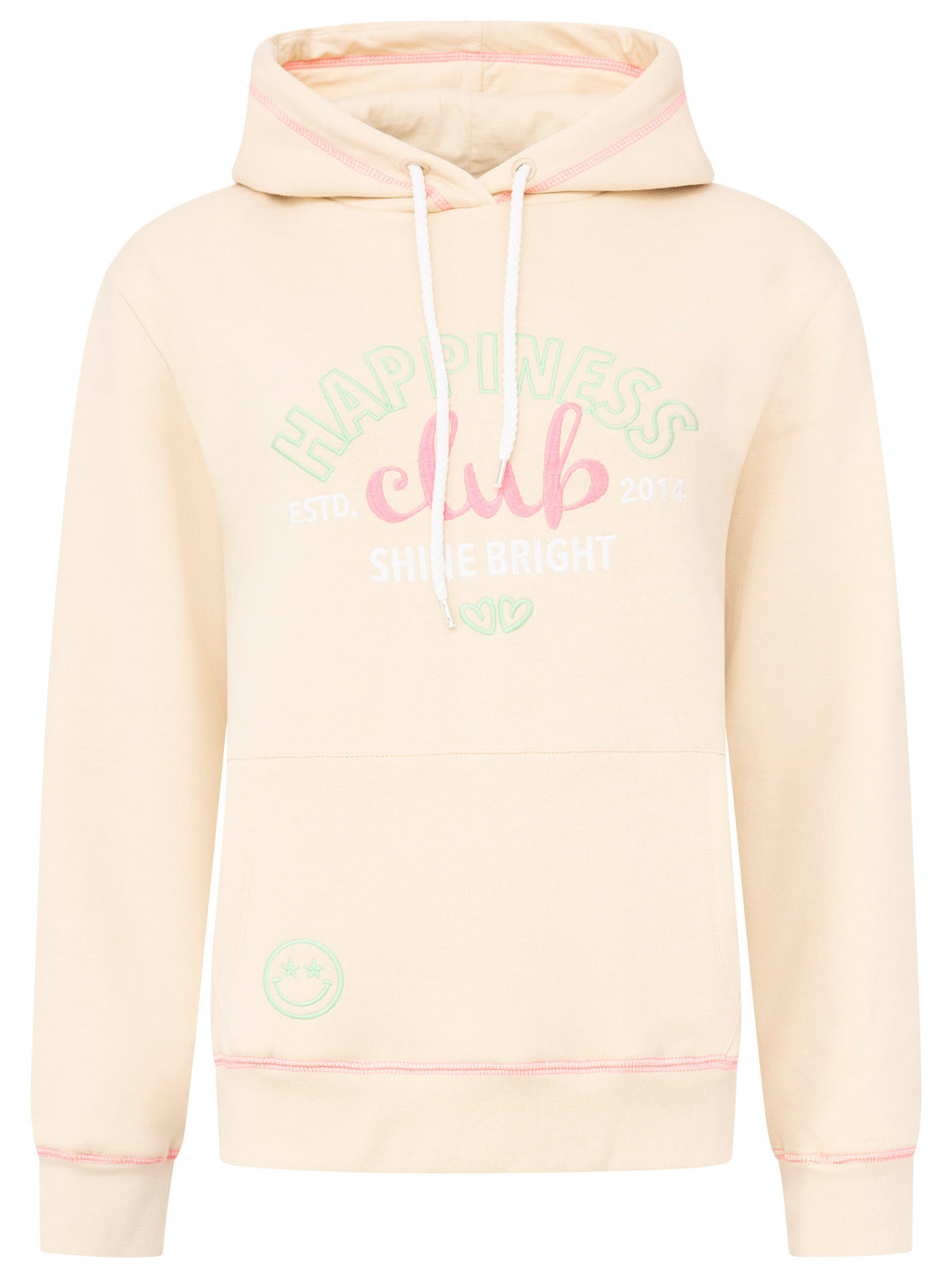 Zwillingsherz - Hoodie "Happiness Club shine bright" - Beige/Pink
