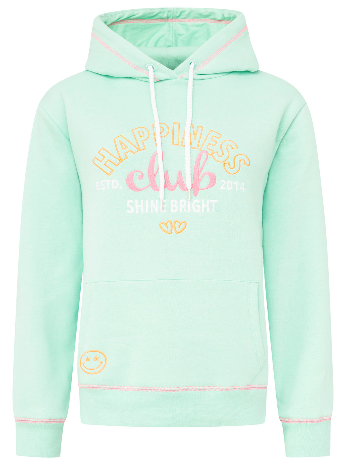 Zwillingsherz - Hoodie "Happiness Club shine bright" - Mint/Pink