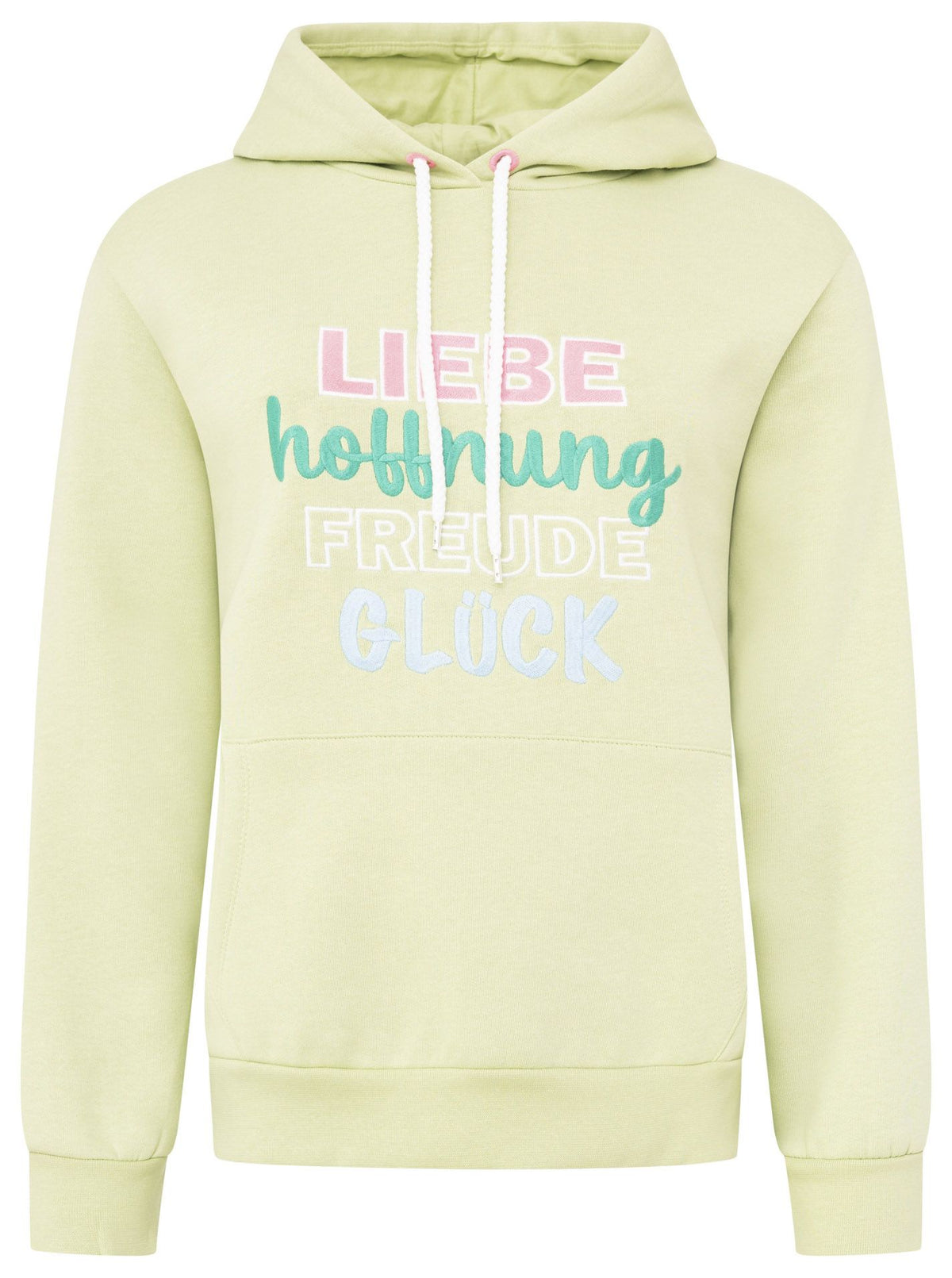 Zwillingsherz - Hoodie "Liebe-Hoffnung-Freunde-Glück Happy Smile" - Salbei