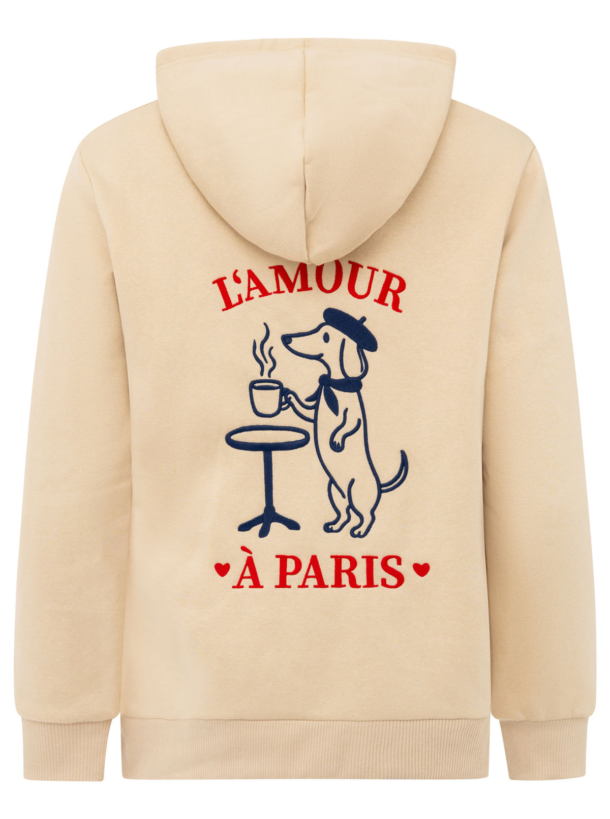 Zwillingsherz Hoodie Paris Dackel in Beige – Hauptansicht