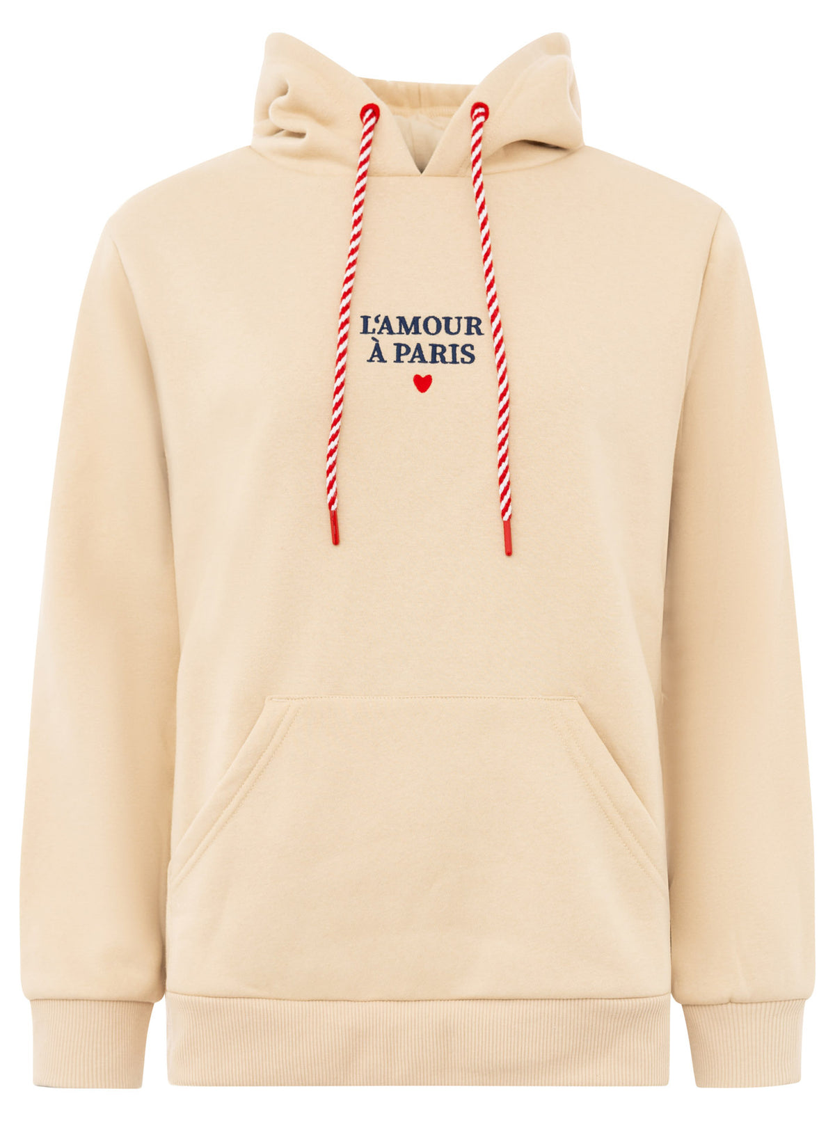 Zwillingsherz Hoodie Paris Dackel in Beige – Frontansicht