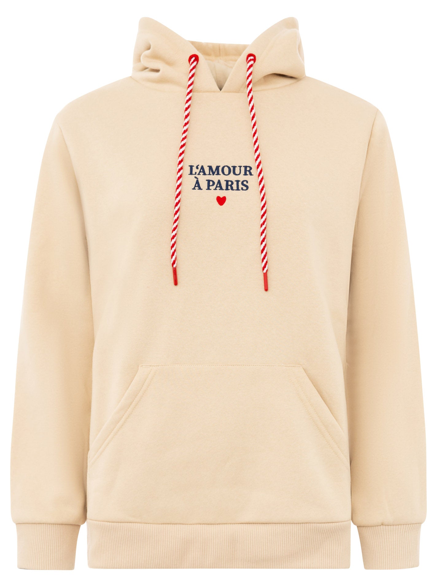 Zwillingsherz Hoodie Paris Dackel in Beige – Frontansicht