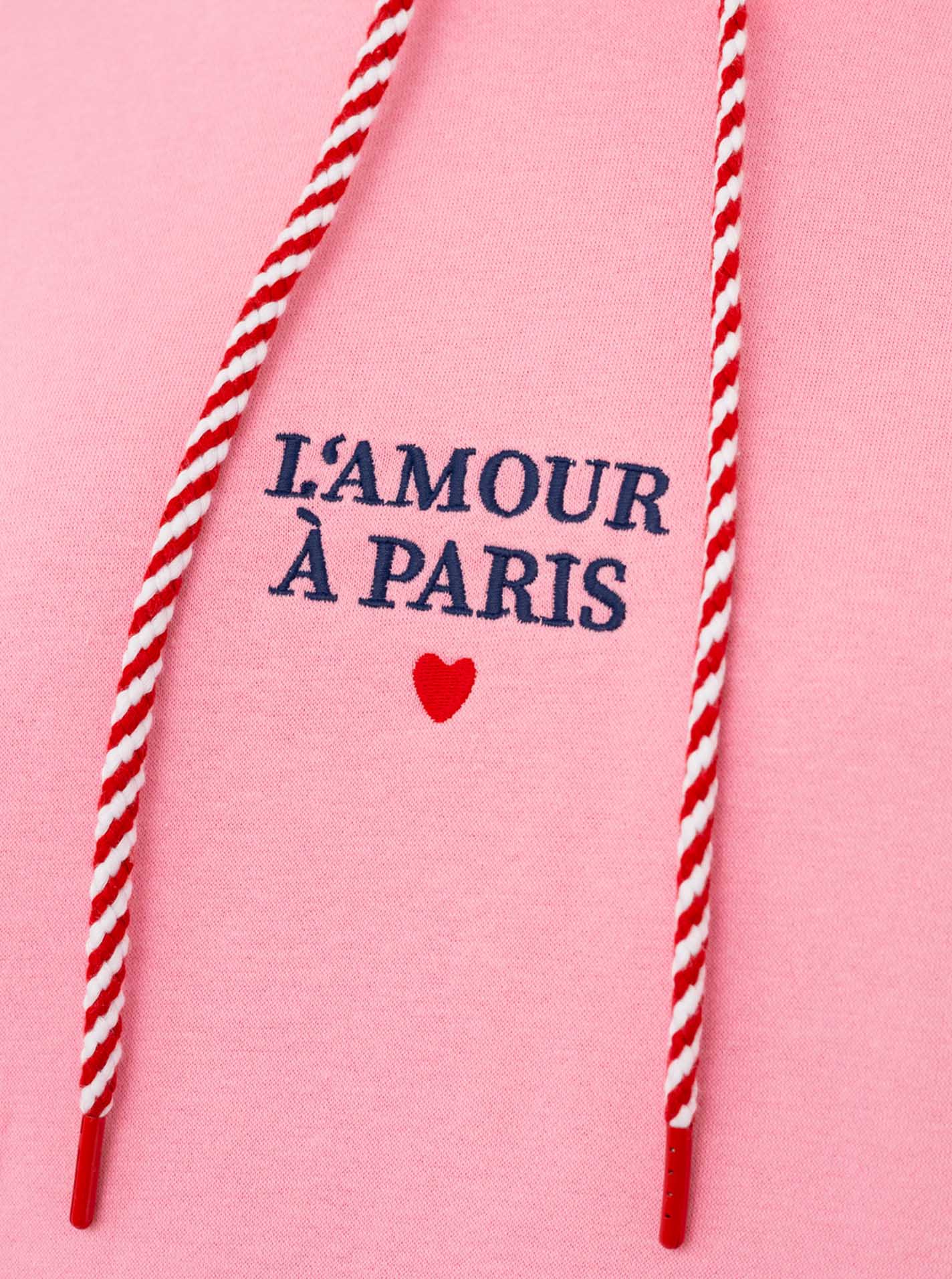 Zwillingsherz Hoodie Paris Dackel in Rosa – Detailansicht