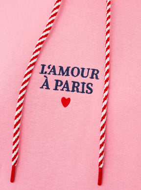 Zwillingsherz Hoodie Paris Dackel in Rosa – Detailansicht