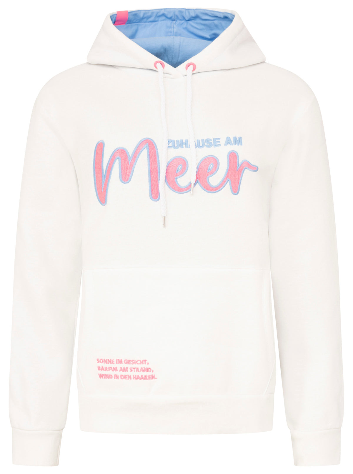 Zwillingsherz - Hoodie "Zuhause am Meer" - Weiß/Blau/Pink
