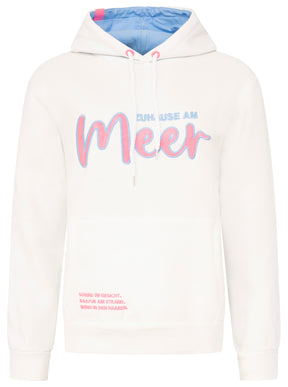 Zwillingsherz - Hoodie "Zuhause am Meer" - Weiß/Blau/Pink